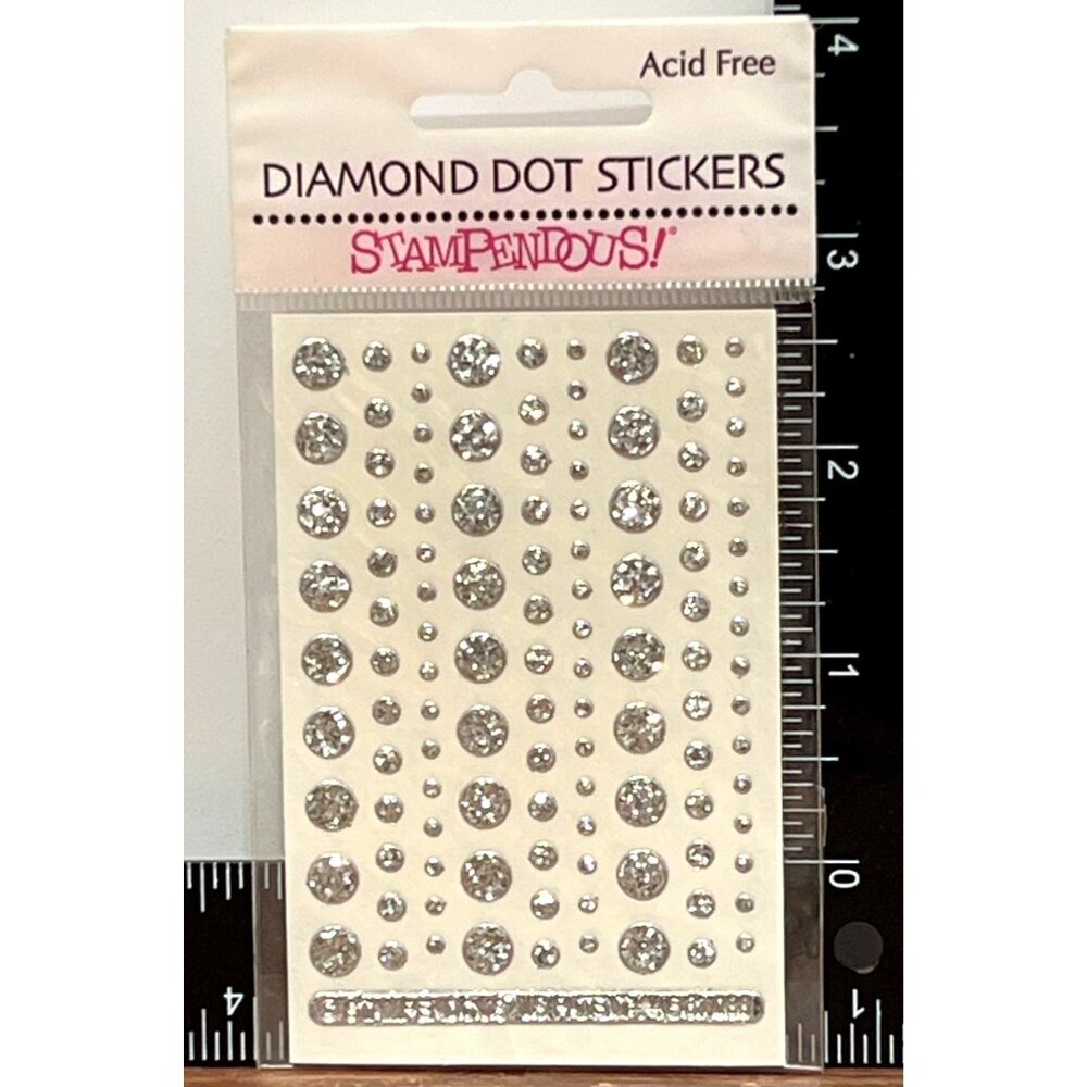 HTF Stampendous! Diamond Dots Silver Circle Stickers Embellishment DD101S